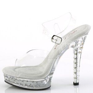 Rhinestone Clear Platform Heels | Women's Ankle Strap Sandal